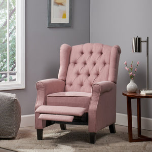 English Elm Christopher Knight Home® - 28" 28" Wide Manual Wing Chair Recliner Light Pink Fabric Push-Back Tufted Diamond Stitch Cozy Elegance 68629.00LBLSH