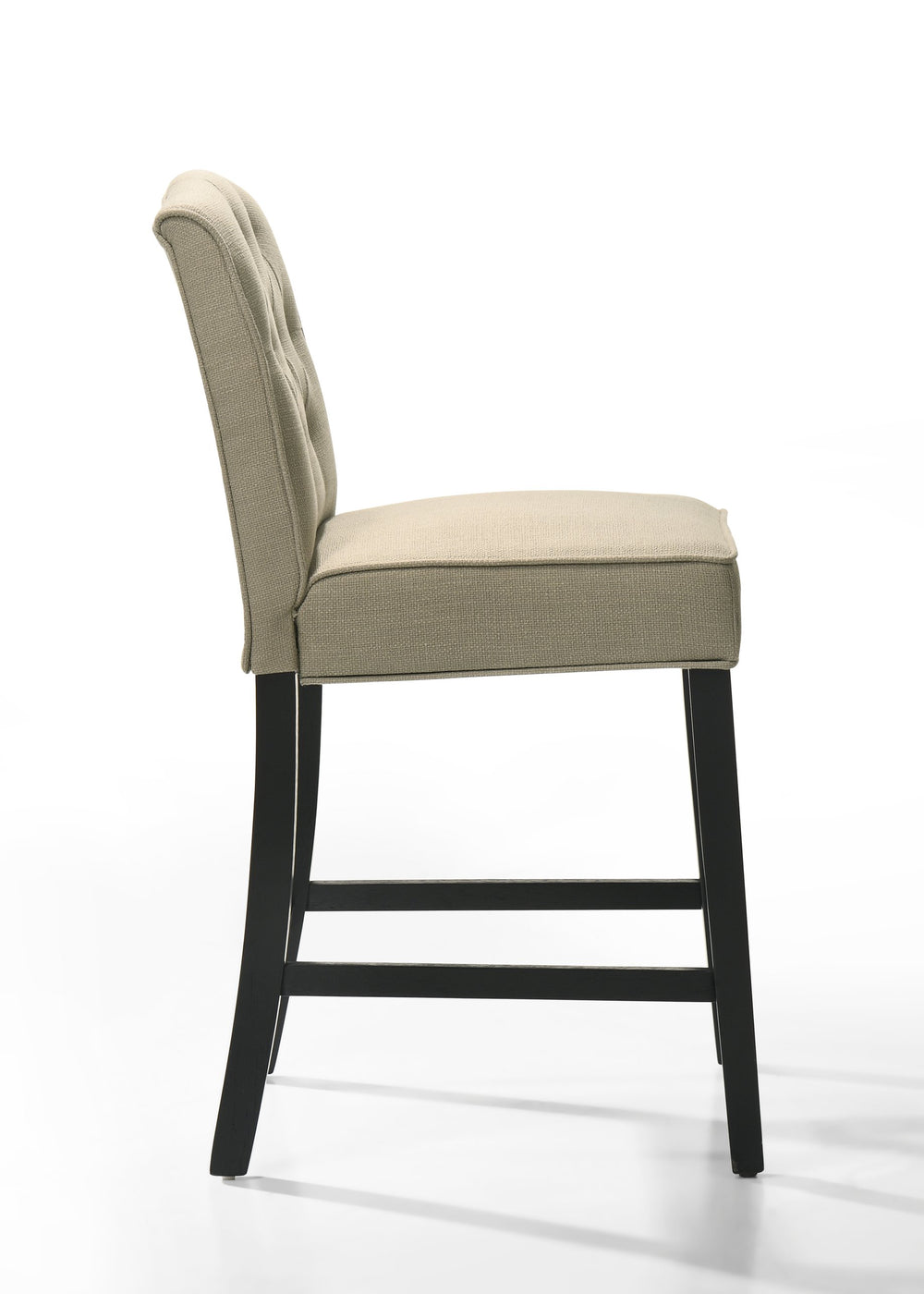 English Elm Jasper Beige Fabric Counter Height Chairs Set of 2 with Black Wood Legs, Footrest Comfort Seating B061P291334