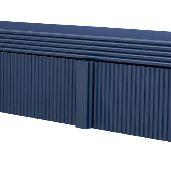 English Elm TREXM Modern Console Table with Rounded Silhouette, Fluted Drawers, Sturdy 220lb Top for Entryway Navy Blue N715P196580M