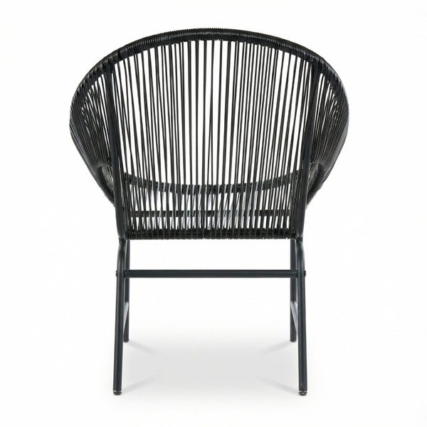 English Elm Nusa Outdoor Pe Rattan Conversation Set with Acacia Wood Coffee Table Patio Black,Natural NUSA4PCSET-BLK