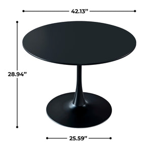 English Elm 42.1"black Tulip Pedestal Round Dining Table Mid Century Mdf Top Seats Six W234P405171