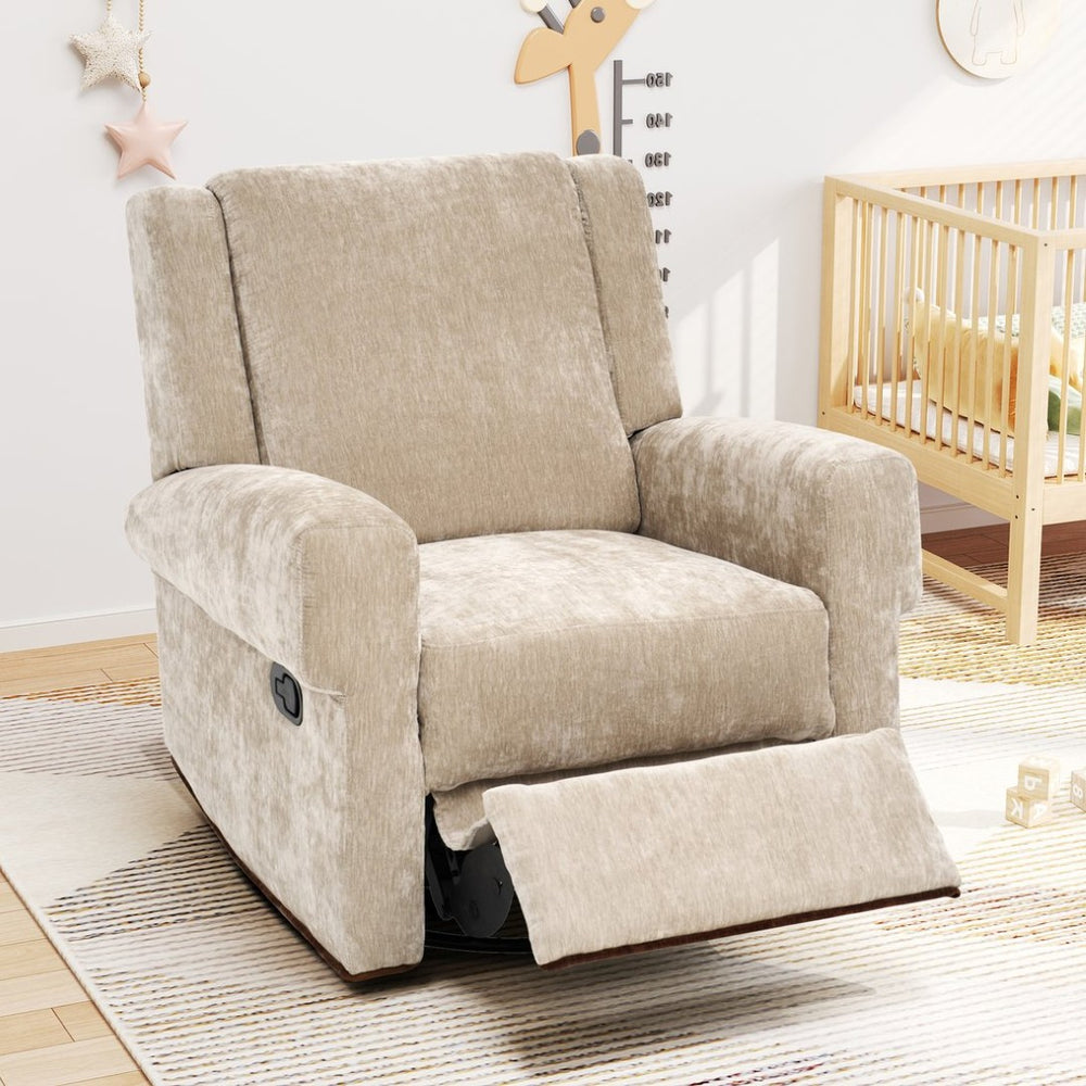 English Elm Manual Swivel Rocker Recliner Chair Plush Chenille Upholstery Nursery Living Room N763P363524D