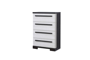 English Elm 1pc Modern 2-Drawer Nightstand Gray Wood Finish for Bedroom Storage, Compact Stylish Accent Piece Black White 35 L x 21 W x 51 H B011P210427