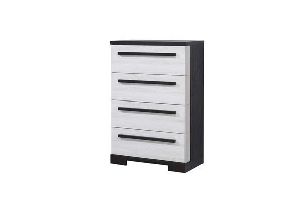 English Elm 1pc Modern 2-Drawer Nightstand Gray Wood Finish for Bedroom Storage, Compact Stylish Accent Piece Black White 35 L x 21 W x 51 H B011P210427