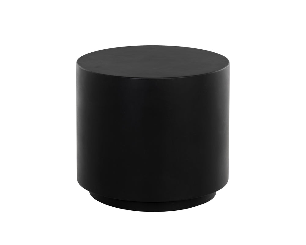 Sunpan Rubin End Table - Stylish Round Concrete Accent Table for Indoor and Covered Outdoor Spaces Black