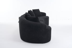 English Elm Compression Compression Sponge Sofa Curved Modular Sectional with 30D High-Density Chenille Sleeper for Cozy Apartment Living Room Comfort and Safe Rounded Design Black W2231S00041