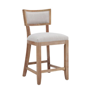 English Elm Christopher Knight Home® - 26.5" Counter Stools Set of 2 Upholstered Farmhouse Bar Stools with Curved Back, Footrest, Solid Wood Frame Beige+Natural 72643.00BGE