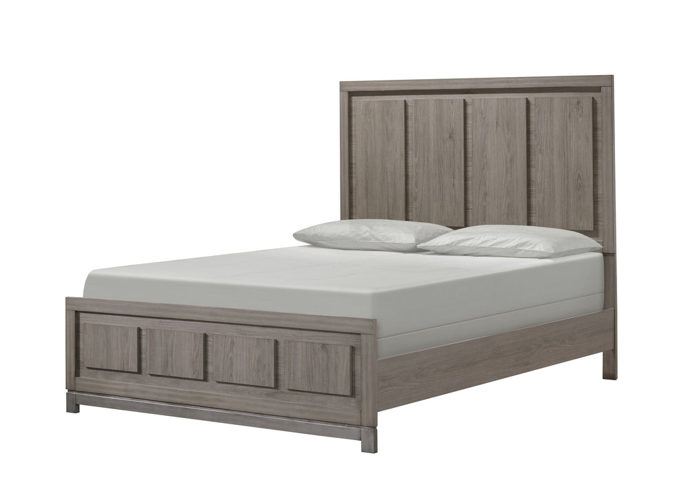 English Elm 1Pc Contemporary Queen Panel Bed - Sleek Grey Oak Finish For Modern Minimalist Bedrooms B2741S00388