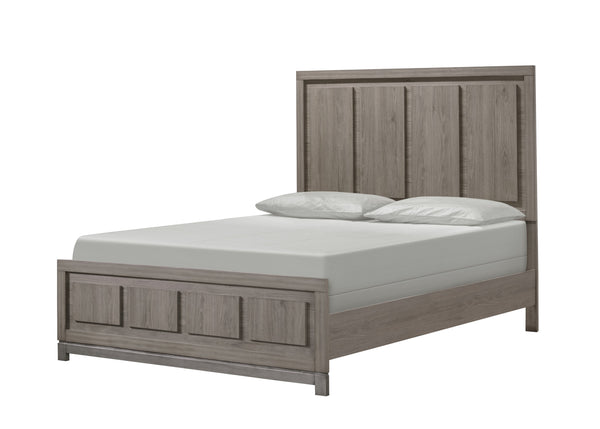 English Elm 1Pc Contemporary Queen Panel Bed - Sleek Grey Oak Finish For Modern Minimalist Bedrooms B2741S00388