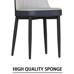 English Elm 55 Modern 4-Person MDF Dining Table Set with Sturdy Black Metal Legs and Padded PU Chairs for Families Blue,White W2189S00730