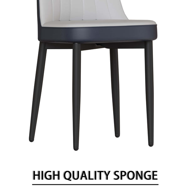 English Elm 55 Modern 4-Person MDF Dining Table Set with Sturdy Black Metal Legs and Padded PU Chairs for Families Blue,White W2189S00730