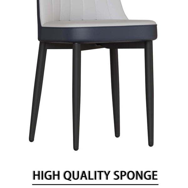 English Elm 55 Inch Industrial Dining Set White Mdf Table Matte Black Legs Four Padded Pu Chairs Blue,White W2189S00854