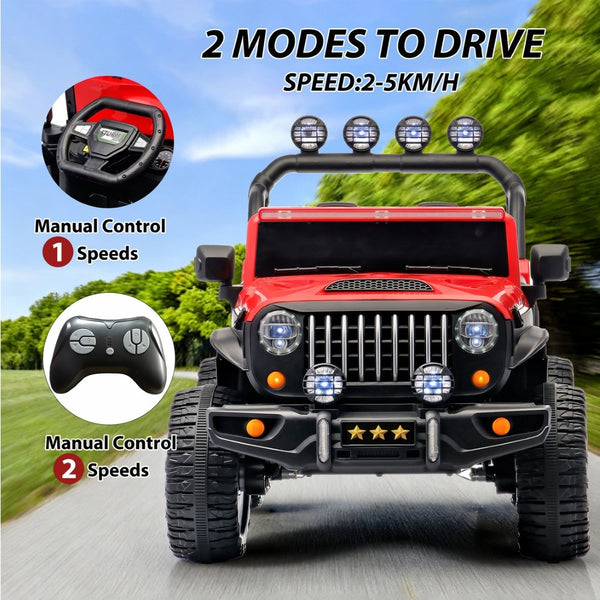 English Elm 24v Two Seat Kids Ride on Car with 4wd Motor Remote Control and Led Lights W509P378206