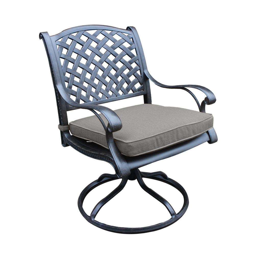 English Elm Cast Aluminum Swivel Rocker Dining Chairs Set Of 2 – Elegant, Durable, Weather-Resistant Comfort! B010P278354