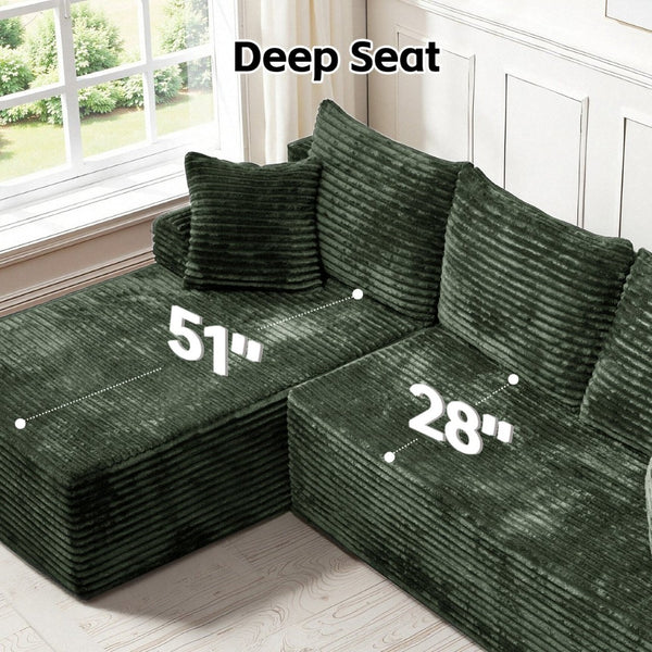 English Elm Modern Chenille Sectional with Chaise Low Profile Modular Sofa for Living Rooms W3653P443564