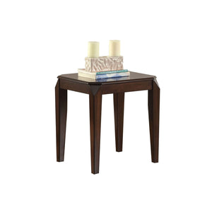 English Elm Walnut Tapered-Leg End Table with Fixed Top and Square Legs — Durable Wood Construction, Classic Style B062P189186