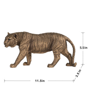 English Elm 11.5x3.5x5.5" Tiger Statue Decor — Gleaming Coppery Finish, Regal Stalking Pose for Elegant Accent (96) W2078P281334
