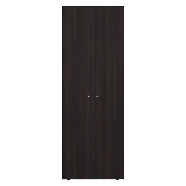 English Elm Home 2 Door Closet System Stained Walnut – Compact 66.9" H Freestanding Wardrobe with 4 Shelves, Durable Engineered Wood Storage B200P350347