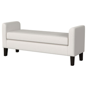 English Elm Hollis Vanilla Fabric Upholstered Bench with Armrests — Foam-Padded Seat, Tapered Black Legs, Modern Luxury B062P299953
