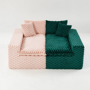 English Elm Luxury Color-Block Turtle Velvet Multifunctional Sofa - Cozy Modular Design For Stylish Living Spaces W3371S00054