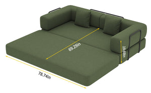 English Elm Convertible Floor Sofa Sleeper with Corduroy Upholstery Foam Cushioned Studio Lounge Green W1960P402914