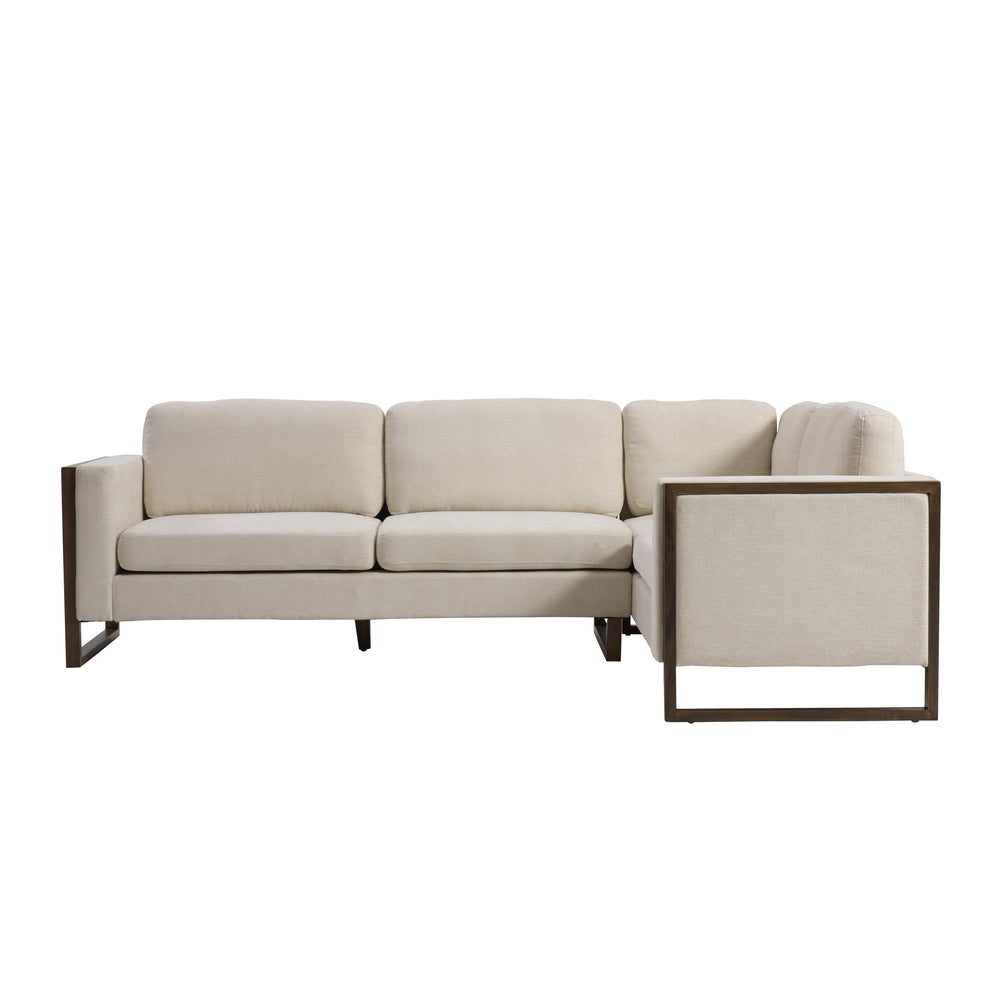English Elm Christopher Knight Home® - Otis 104 in. L-Shaped 2-Piece Sectional Sofa in Beige Chenille – Modern Wood Frame, Durable Comfort N773IS00032B