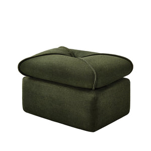 English Elm Compressed Lounge Chair with Ottoman - Space-Saving Chenille Upholstered Sofa, High-Density Foam Comfort Green W1036P251828
