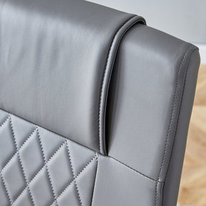 English Elm Table Set With Black Marble Top & Stainless Steel Legs - 6 Light Gray Pu Chairs For Modern Dining W1151S01964-GIGA