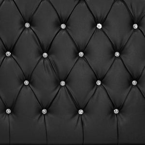 English Elm FULL Faux Leather Full Bed in Black with Solid Wood Frame, 50" Headboard, Modern Durable Design B089S00128