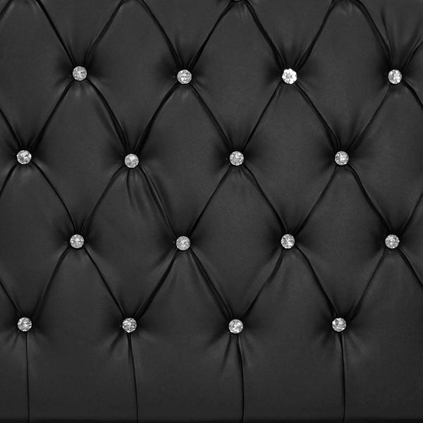 English Elm FULL Faux Leather Full Bed in Black with Solid Wood Frame, 50" Headboard, Modern Durable Design B089S00128