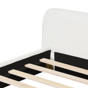 English Elm Christopher Knight Home® - [Cozy Cozy White Boucle Upholstered Bed - Elegant Full Bed With Plush Comfort And Timeless Design N769P241259K