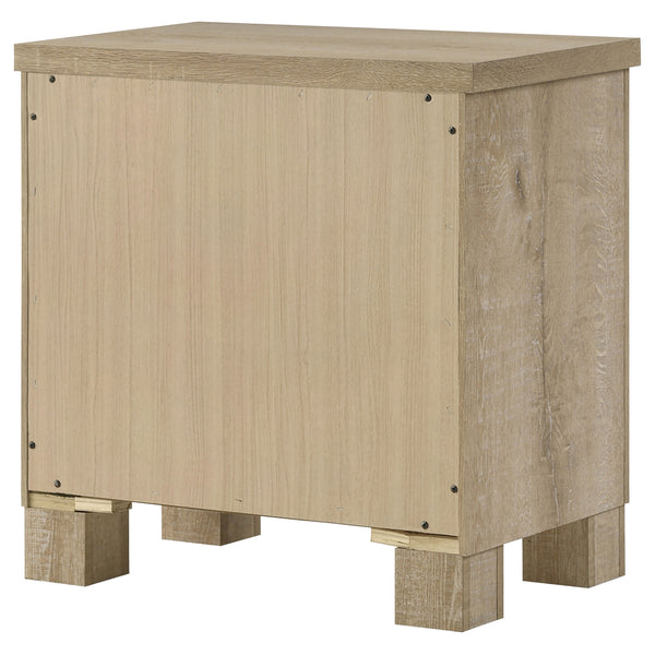 English Elm Sansome Weathered Oak Nightstand 2-Drawer Modern Farmhouse Bedside Table with Dark Bar Pulls, Textured Wood Grain Finish B062P378347