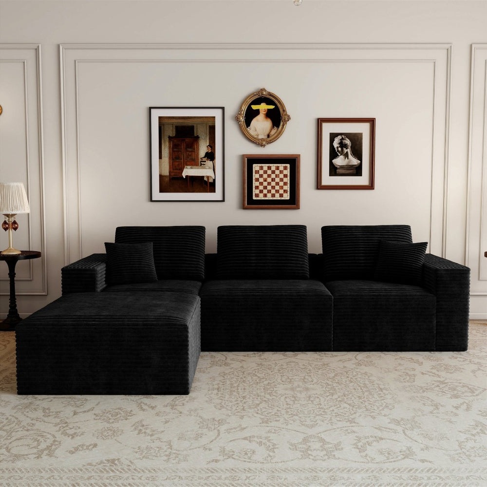 English Elm 106.30*70.87"modular Four Piece Corduroy Sectional Sofa No Assembly Living Room W3819S00136