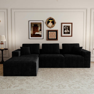 English Elm 106.30*70.87"modular Four Piece Corduroy Sectional Sofa No Assembly Living Room W3819S00136