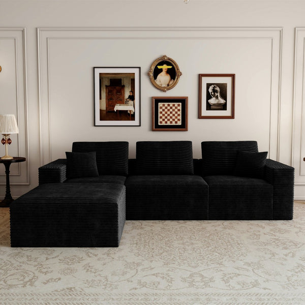 English Elm 106.30*70.87"modular Four Piece Corduroy Sectional Sofa No Assembly Living Room W3819S00136