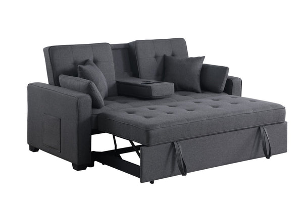 English Elm Corrado Woven Fabric Sleeper Loveseat with Console Cup Holders and Charging Ports B2749S00244