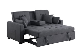 English Elm Corrado Woven Fabric Sleeper Loveseat with Console Usb Charging Pocket Coil Support B2749S00357