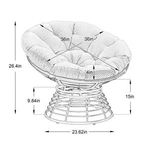 English Elm Comfortable Papasan Swivel Chair Pe Rattan Bowl Seat with Plush Corduroy Cushion W640P443552