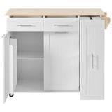 English Elm K&K Kitchen Island With Drop Leaf, Kitchen Storage Cart With 3 Tier Pull Out Cabinet Organizer, Internal Storage Rack, Rolling Kitchen Cart On Wheels With Towel Rack, 2 Drawers, For Kitchen, White