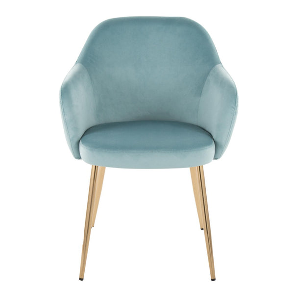English Elm Dining Chair Set of 2 Plush Velvet Seat Gold Tapered Legs Glam Contemporary Style Light Blue B202P471286