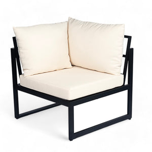English Elm Outdoor Acacia Wood Iron Frame 4 Piece Corner Sectional Patio Lounge Set N757S454250B