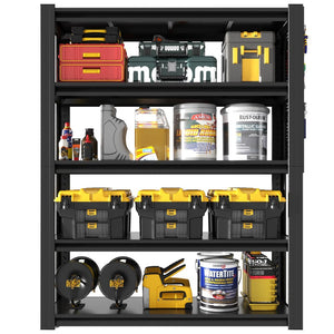 English Elm 78"h Five Shelf Steel Pegboard Storage Unit Heavy Duty Industrial Rack for Garage T2398P463322