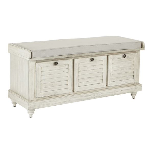 OSP Home Furnishings Dover Storage Bench White Wash