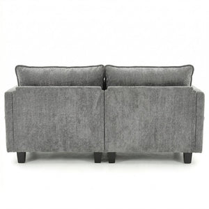 English Elm Modern Chenille Upholstered Loveseat with Usb Ports and Pockets for Compact Living Dark Grey W2519P486109