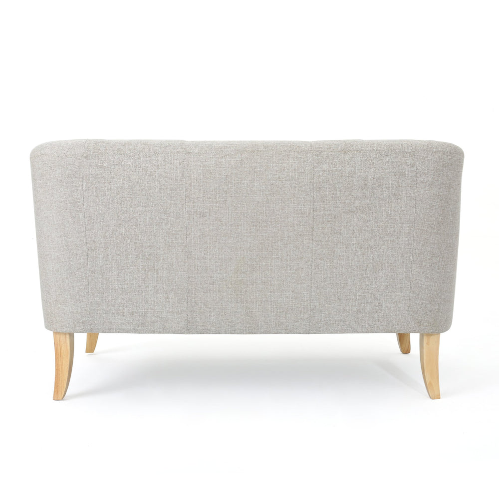 English Elm Christopher Knight Home® - LOVESEAT Mid-Century Modern Beige Fabric Sofa with Wood Legs, High-Density Foam Comfort, 49.25" W 60868.00BTWD