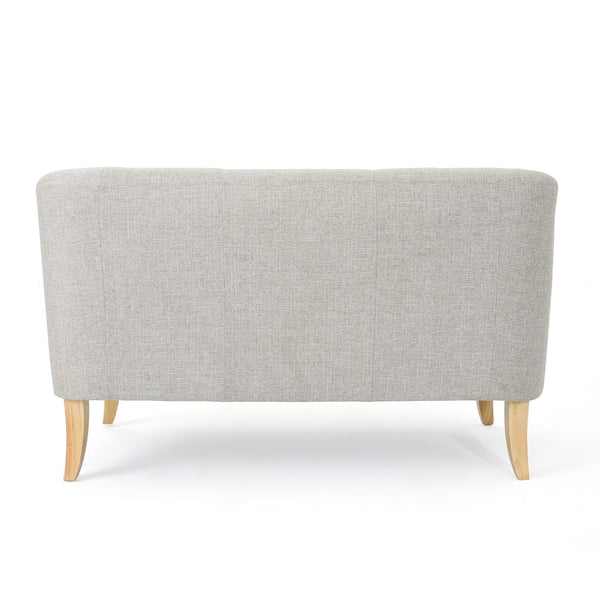 English Elm Christopher Knight Home® - LOVESEAT Mid-Century Modern Beige Fabric Sofa with Wood Legs, High-Density Foam Comfort, 49.25" W 60868.00BTWD