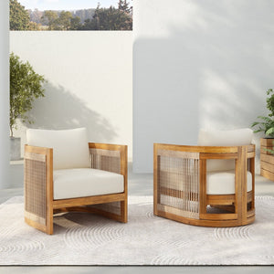 English Elm [set of 2] Acacia Hardwood Outdoor Club Chairs with Rope Weave Panels and Cushions N767P367654A_2