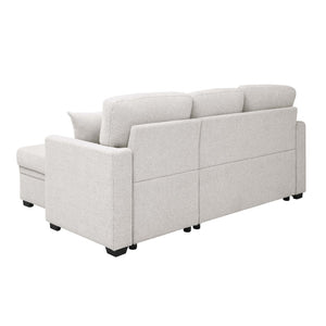 English Elm 76.5" Chenille Tufted Sectional Sleeper Sofa with Reversible Chaise and Hidden Storage B2748S00005