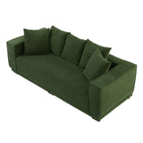 English Elm 88.97'' Mid Century Modern Upholstered Sofa With 5 Matching Toss Pillows, Including Bottom Frame,Comfy Couches For Living Room, Bedroom, Apartment and Office.Green.