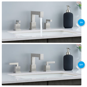 English Elm Brushed Nickel Waterfall Widespread Bathroom Faucet - Modern 2-Handle Vanity Sink Fixture Set T3177P277507